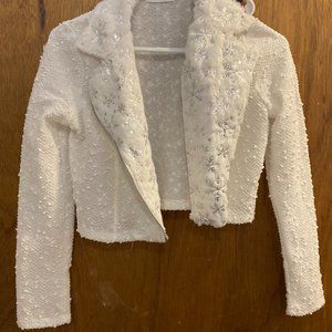 Girl's size 12 Cut-off White Bolero Jacket by Beautees